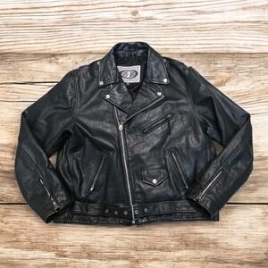 Vtg‎ Z1R Genuine Leather Biker Jacket Large Black Moto Motorcycle Gear Men's 52